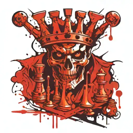 King Of Chess With Skeleton Angry Face