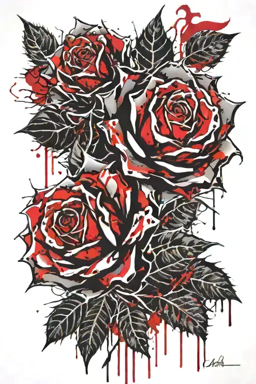 Bleeding Wilting Black Rose With Thorns
