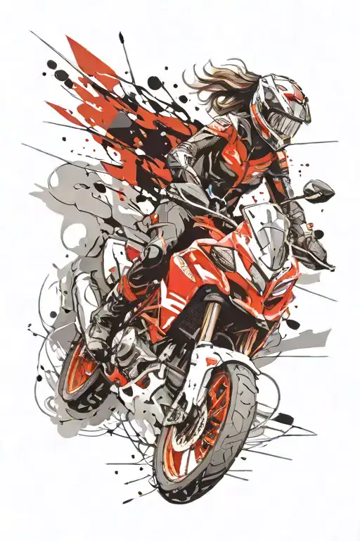 Women Doing Wheley On Ducati Multistrada Fire Storm Lighting