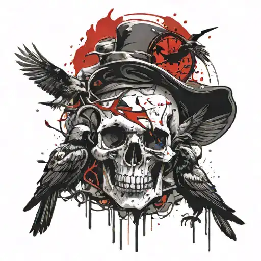Skull And Crows Inside