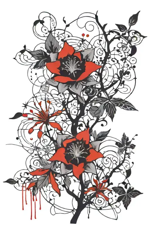 Columbine Flower And Tree Of Life