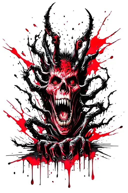 Dark Psychology Themed Tattoo Featuring Demons Crawling Out Loneliness