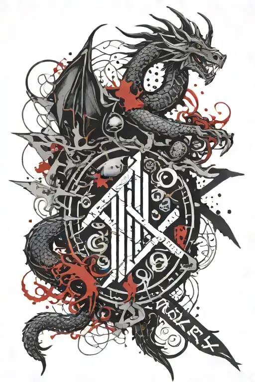 Norse Rune And Dragon