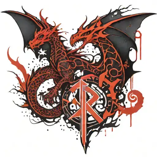 Protection Rune And Dragon