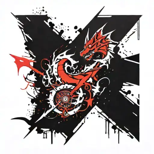 Dragon And Axe Inspired By Cosmic