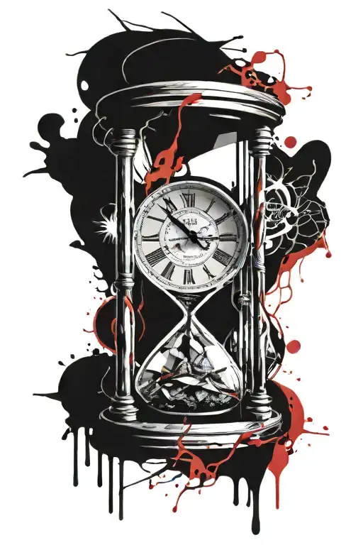 Hourglass And Two Hands Inside The Clock