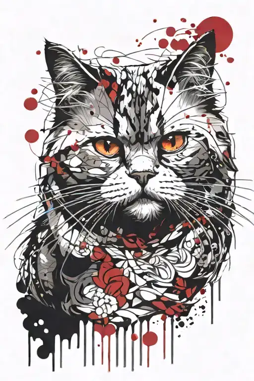 Persian Cat White With Kabuki Red Makeup