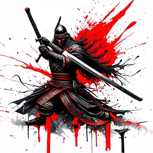Ronin Samurai Warrior Wielding A Sword
