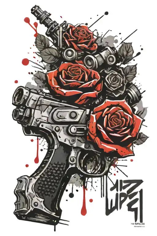 Roses And Uzi Gun