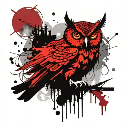 Feminine Art Nouveau Owl Perched