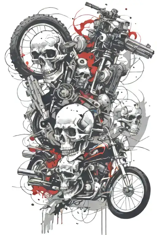 Skulls Guns Money Street Bikes