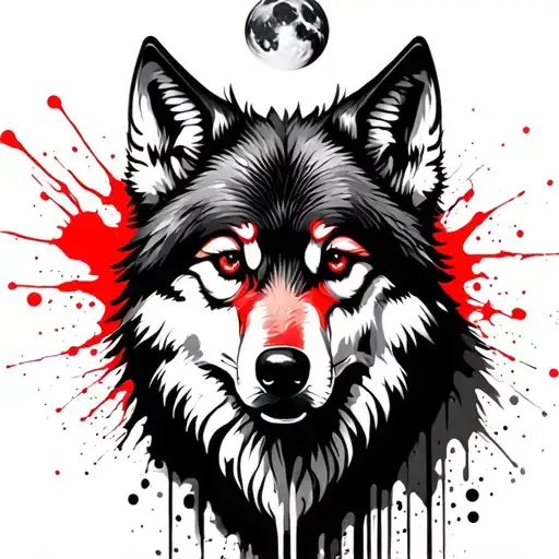Wolf With Eye In The Middle Of Its Forehead And Moon