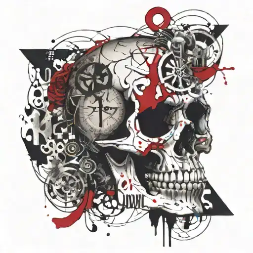 Skull With Letters Saying Momento Mori