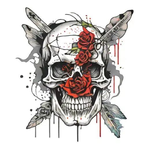 Skull With Eye With Rose