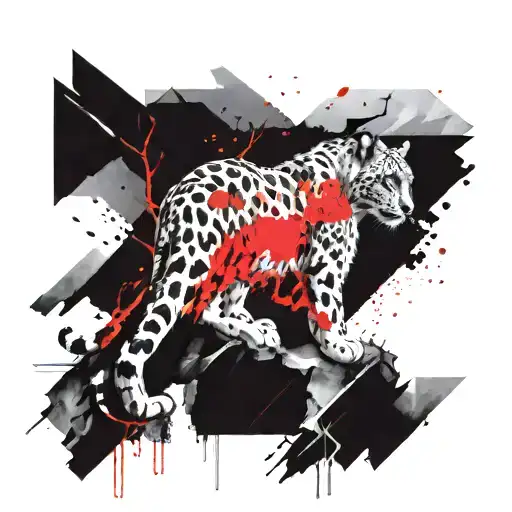 Snow Leopard Under The Ash Tree