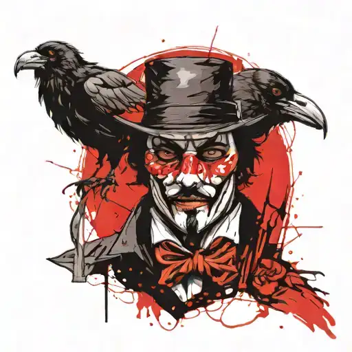 V For Vendetta And Edward Allen Poe Portrait Black Raven