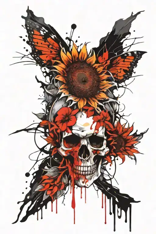 Skull And Sunflower