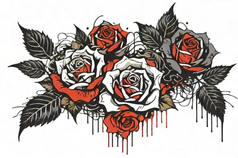 Black Roses With Coda In The Middle It Is Surrounded