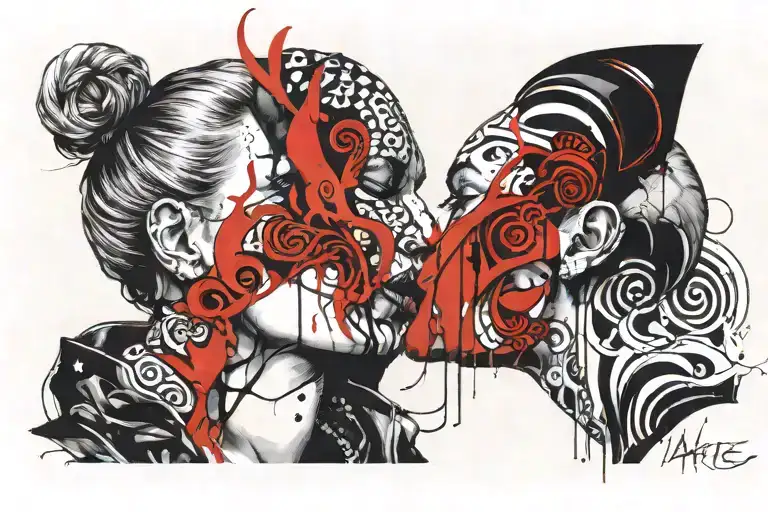 Heads Of Aries Woman Kissing Scorpian Man