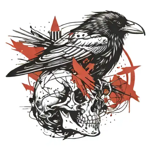 A Raven Skull With Arrows Crossed