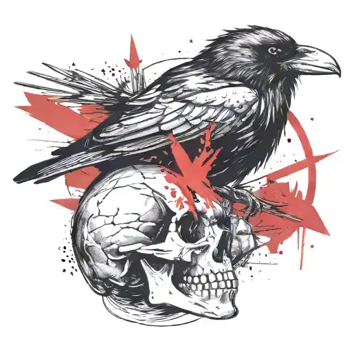 A Raven Skull With Arrows Crossed