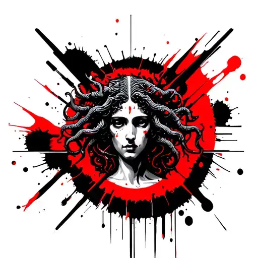 Medusa Greek Mythology Surounded By Geometric Shapes