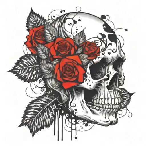 Skull And Roses Violets