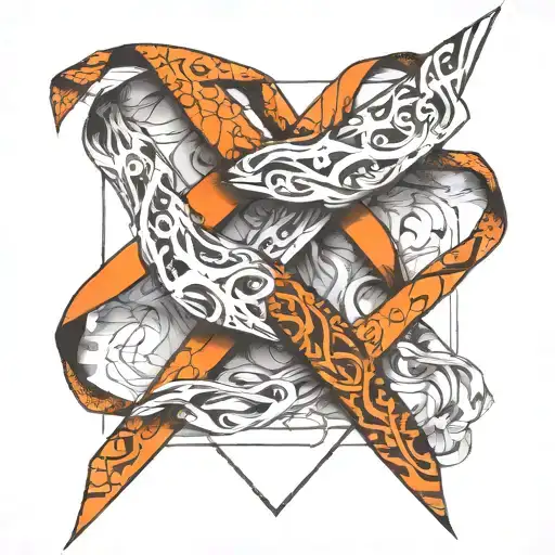 Orange And White Cancer Ribbon