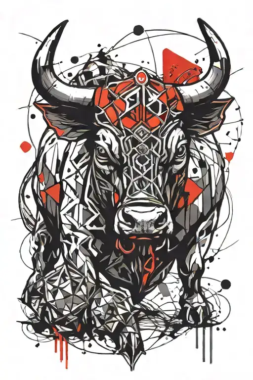 Bull And Diamond Outline Looking 3D