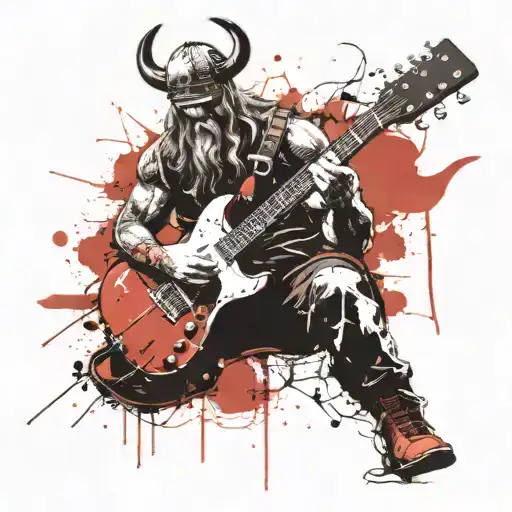 Viking Warrior And Guitar And Axe Embedded
