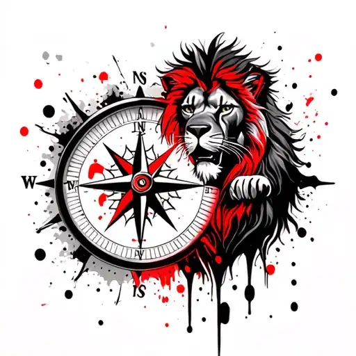 Compass And Next To The Floor Of The Muzzle Of The Lion