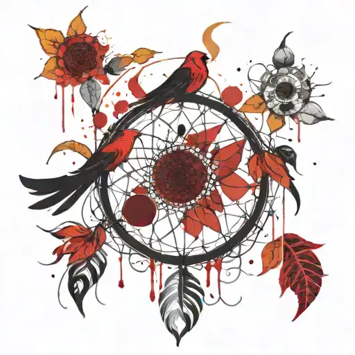 Pheonix Red Sunflower Moon Phases Dream Catcher