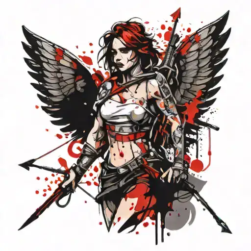 Angel With A Arrow And Devil With A Rifle Intertwened