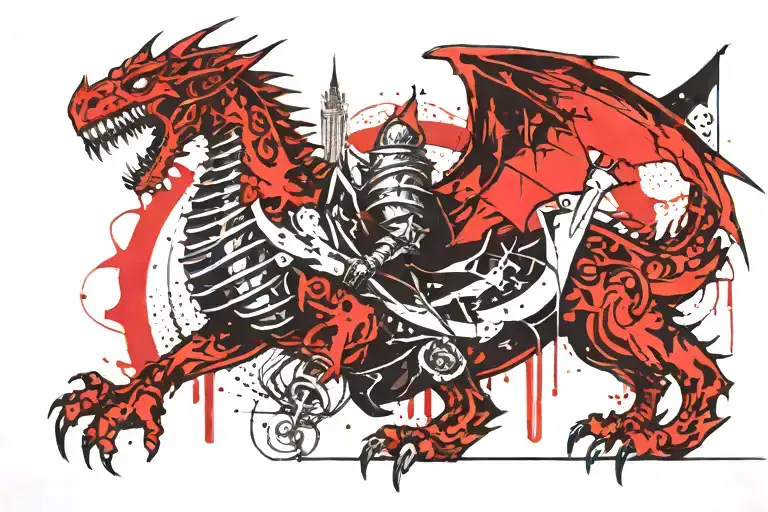 A Knight With A Dragon And Castle In The Background