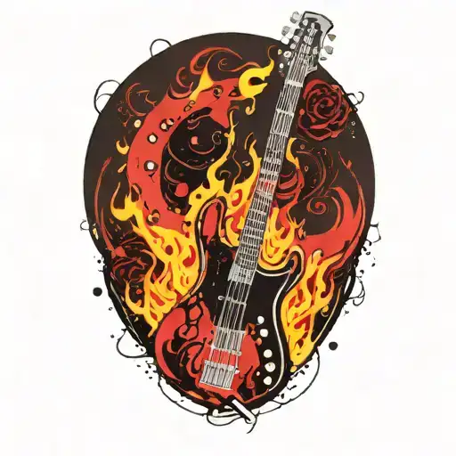 Bass Guitar On Fire