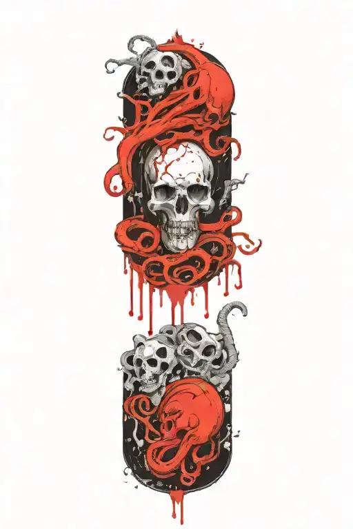 Kraken Whit Skulls