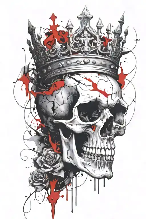 Sleve Tatto With Skull Wearing A Crown
