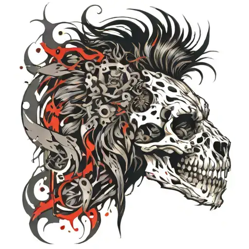 Lion Skull And Flames Surrounding
