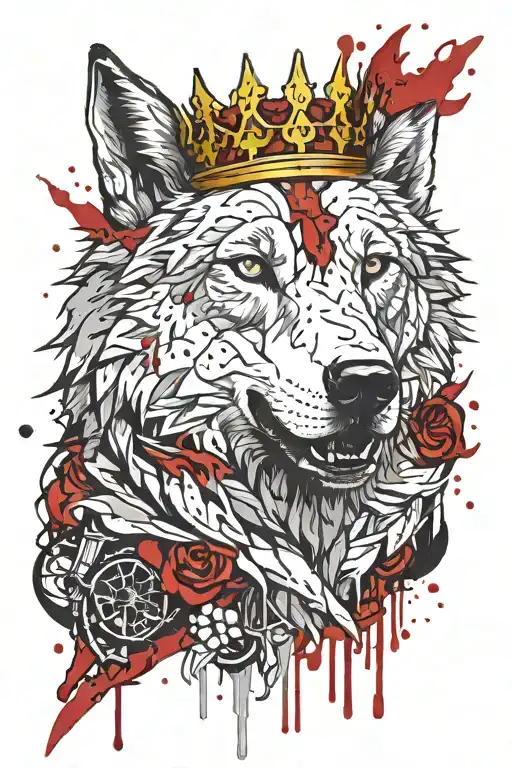 A Towering Silver Direwolf With King Joffrey's Crown Bathed In Blood