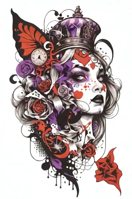 Alice In Wonderland Face Purple And Black Only