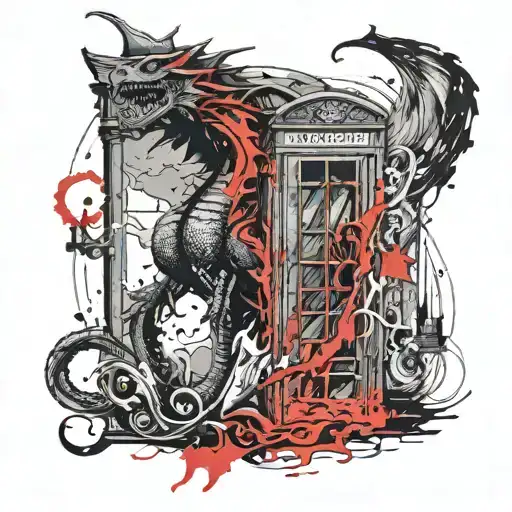Dragon Wrapped Around An English Phonebooth