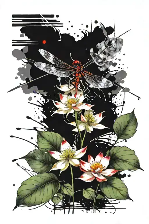 Dragonfly Resting On Lotus Flower