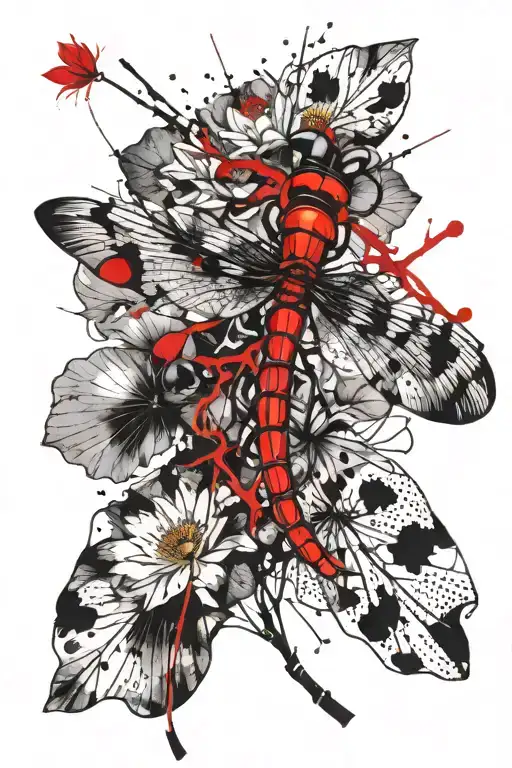 Dragonfly Resting On Lotus Flower