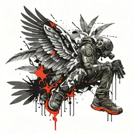 Winged Soldier From Linkin Park With Olive Tree Of Life