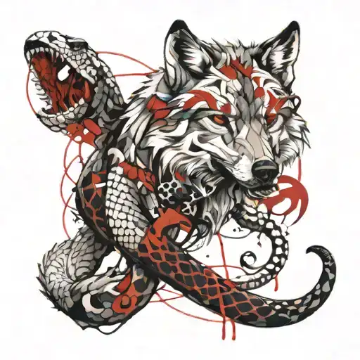 Wolf Killing Snake