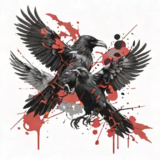 Two Black Ravens Huginn And Muninn