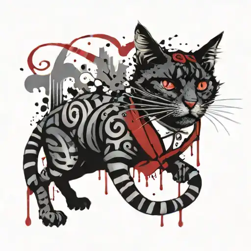 Evil Chesire Cat With Alice In Wonderland