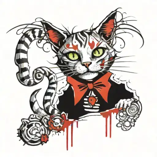 Evil Chesire Cat Smiling With Alice In Wonderland