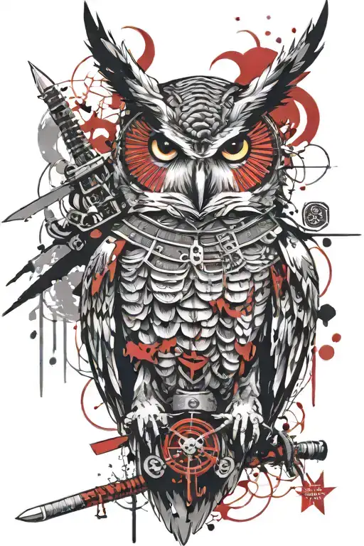 Owl And Samurai Warrior