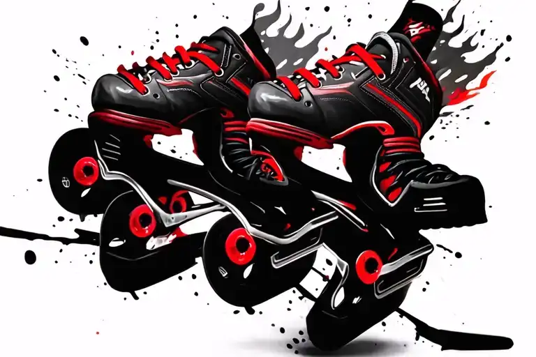 Hockey Skates On Wheels With Fire